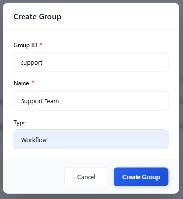 admin create group