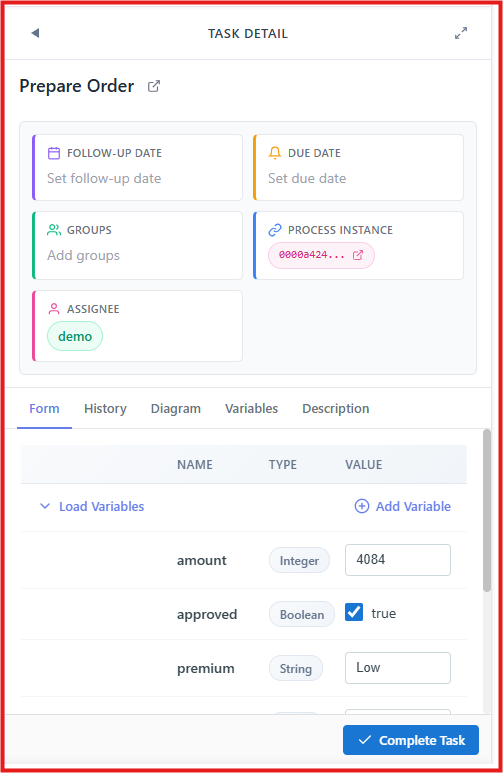 tasklist complete task