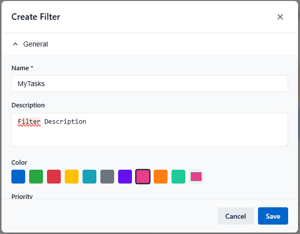tasklist create filter