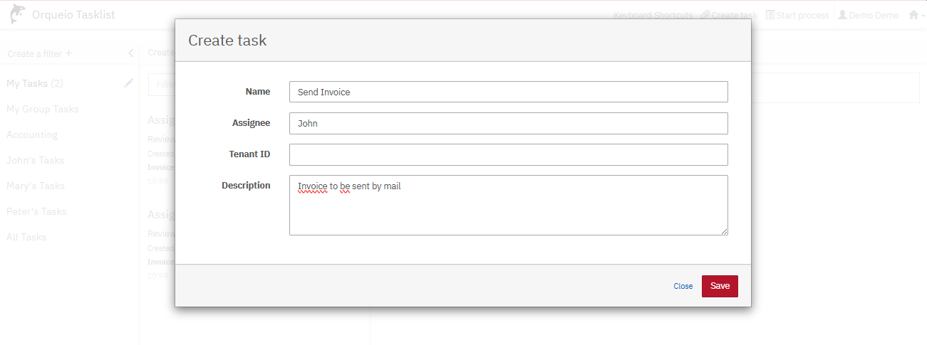 tasklist create task