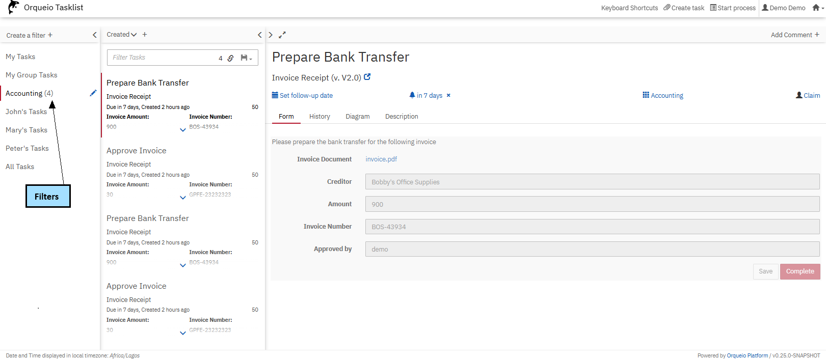 tasklist dashboard