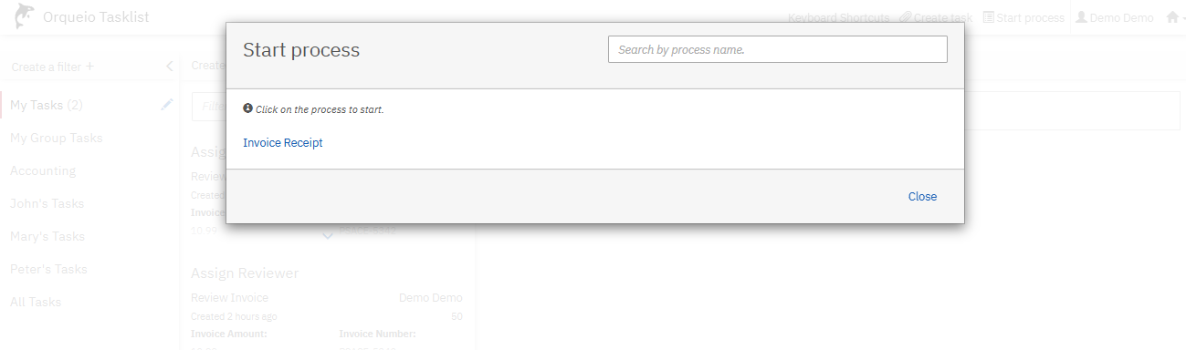 tasklist start process