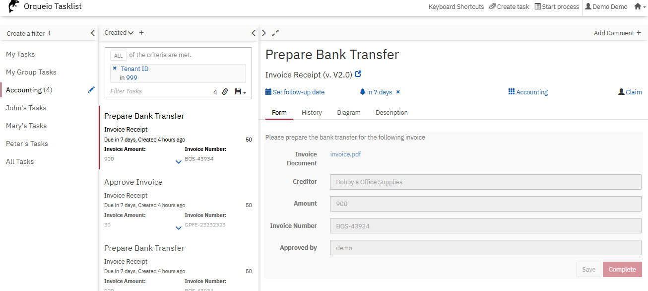 tasklist task view
